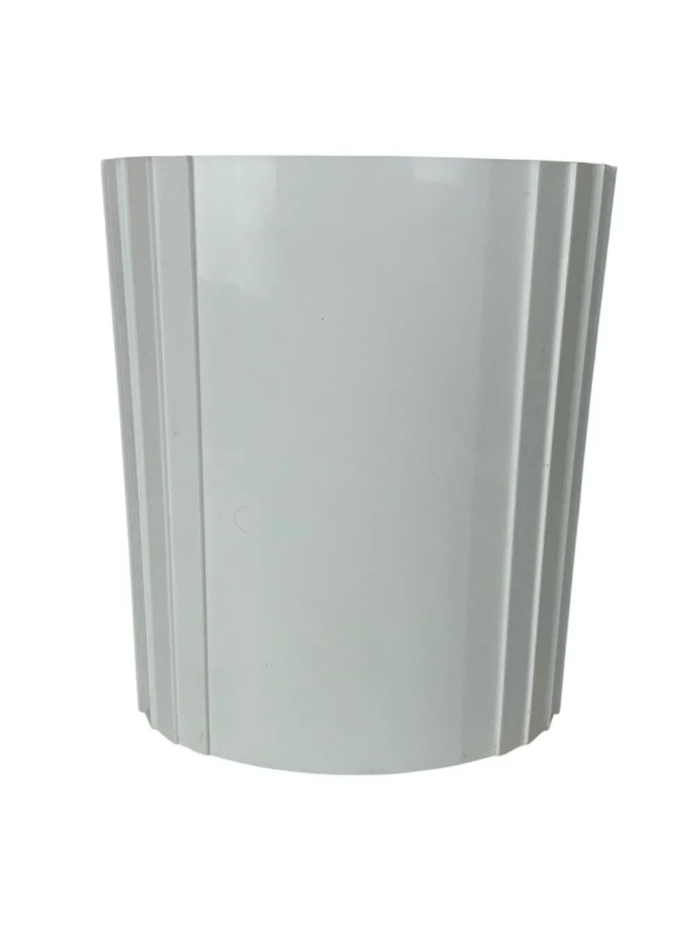 Vintage Sculpted Plastic Oval Wastebasket Trash Can White 80s Bathroom Decor